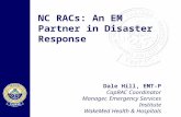 Capital RAC NC RACs: An EM Partner in Disaster Response Dale Hill, EMT-P CapRAC Coordinator Manager, Emergency Services Institute WakeMed Health & Hospitals.