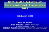 BCIS Audit Returns of Interventional Procedures 2001 Edinburgh 2002 Mark de Belder BCIS National Audit Officer on behalf of Council of the British Cardiovascular.