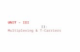 UNIT – III II: Multiplexing & T-Carriers.  MULTIPLEXING:  Multiplexing is the transmission of information from more than one source to more than one.