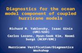 Diagnostics for the ocean model component of coupled hurricane models Richard M. Yablonsky, Isaac Ginis (URI/GSO) Carlos Lozano, Hyun-Sook Kim, Naomi Surgi.
