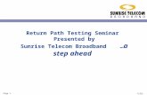 2-14-2002 Page 1 Return Path Testing Seminar Presented by Sunrise Telecom Broadband … a step ahead.