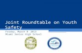 Joint Roundtable on Youth Safety Friday, March 8, 2013 Miami Senior High School.