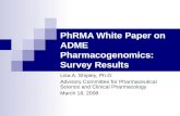 PhRMA White Paper on ADME Pharmacogenomics: Survey Results Lisa A. Shipley, Ph.D. Advisory Committee for Pharmaceutical Science and Clinical Pharmacology.