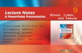 9 Blood, Lymph, and Immune Systems Classroom Activity to Accompany Medical Terminology Systems, Seventh Edition Barbara A. Gylys ∙ Mary Ellen Wedding Lecture.