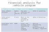 Financial analysis for vehicle program What is needed?UnitsDescriptionSource Sales demand estimate Number of vehicles How many vehicles can be sold? Sales.