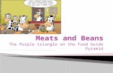 The Purple triangle on the Food Guide Pyramid.  Meat is the fat, muscle, and organs from any animal.  Meat can come from cows, sheep, pigs, chicken,