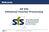 Statewide Financial System Program 1 AP 210 Advanced Voucher Processing AP 210 Advanced Voucher Processing Welcome.