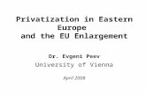 Privatization in Eastern Europe and the EU Enlargement Dr. Evgeni Peev University of Vienna April 2008.