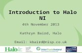 Introduction to Halo NI 4th November 2013 Kathryn Baird, Halo Email: kbaird@nisp.co.uk.