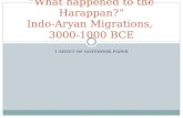 1 SHEET OF NOTEBOOK PAPER “What happened to the Harappan?” Indo-Aryan Migrations, 3000-1000 BCE.