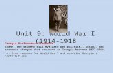 Unit 9: World War I (1914-1918 Georgia Performance Standards SS8H7: The student will evaluate key political, social, and economic changes that occurred.
