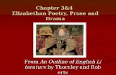 Chapter 3&4 Elizabethan Poetry, Prose and Drama From An Outline of English Literature by Thornley and Roberts.