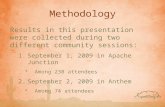 Methodology Results in this presentation were collected during two different community sessions: 1.September 1, 2009 in Apache Junction Among 238 attendees.