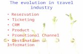 The evolution in travel industry Reservation Ticketing CRM Product Promotional Channel Destination Information.
