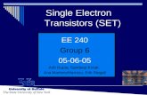 Single Electron Transistors (SET) EE 240 Group 6 05-06-05 Adit Gupta, Sandeep Kotak, Ana MartinezMarrosu, Erik Stegall.