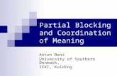 Partial Blocking and Coordination of Meaning Anton Benz University of Southern Denmark, IFKI, Kolding.