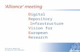 Alliance Meeting The Hague (NL), 30/31-MAY-2007 Digital Repository Infrastructure Vision for European Research ‘Alliance’ meeting.