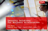 Security Solutions for Business Acceleration Arun Dhaka Regional Sales Head – North & East, India.