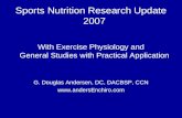 Sports Nutrition Research Update 2007 With Exercise Physiology and General Studies with Practical Application G. Douglas Andersen, DC, DACBSP, CCN .