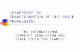 LEADERSHIP IN TRANSFORMATION OF THE PEACE PROFESSION: THE INTERNATIONAL CONFLICT RESOLUTION AND PEACE EDUCATION EXAMPLE.