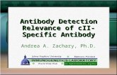 Antibody Detection Relevance of cII-Specific Antibody Andrea A. Zachary, Ph.D.
