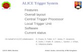ALICE Trigger System Features Overall layout Central Trigger Processor Local Trigger Unit Software Current status On behalf of ALICE collaboration:D. Evans,