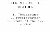 ELEMENTS OF THE WEATHER 1. Temperature 2. Precipitation 3. State of the sky 4.Wind.