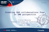 Enabling R&D collaborations from an SME perspective Pierre Meloche Federal Partners in Technology Transfer June 17 2009.
