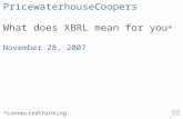 1 PwC PricewaterhouseCoopers What does XBRL mean for you * November 28, 2007 *connectedthinking.