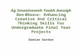 Ag Smaoineamh Taobh Amuigh Den Bhosca: Enhancing Creative And Critical Thinking Skills For Undergraduate Final Year Projects Damian Gordon.