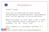Picormatics Today’s goal: Give you an overview of some recent technological bioinformatics developments that can be applied to picornaviruses. Where possible.