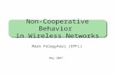 Non-Cooperative Behavior in Wireless Networks Márk Félegyházi (EPFL) May 2007.