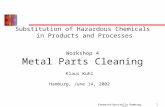 Kooperationsstelle Hamburg, June 20021 Substitution of Hazardous Chemicals in Products and Processes Workshop 4 Metal Parts Cleaning Klaus Kuhl Hamburg,