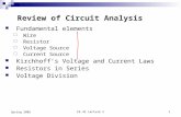 EE 42 Lecture 21 Spring 2005 Review of Circuit Analysis Fundamental elements  Wire  Resistor  Voltage Source  Current Source Kirchhoff’s Voltage and.