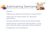 Estimating Demand Outline Where do demand functions come from? Sources of information for demand estimation Cross-sectional versus time series data Estimating.