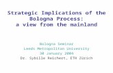 Strategic Implications of the Bologna Process: a view from the mainland Bologna Seminar Leeds Metropolitan University 30 January 2004 Dr. Sybille Reichert,