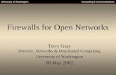 University of WashingtonComputing & Communications Firewalls for Open Networks Terry Gray Director, Networks & Distributed Computing University of Washington.