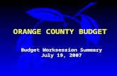 ORANGE COUNTY BUDGET Budget Worksession Summary July 19, 2007.