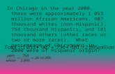 In Chicago in the year 2000, there were approximately 1.053 million African Americans, 907 thousand whites (non- Hispanic), 754 thousand Hispanics, and.