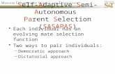 Self-Adaptive Semi-Autonomous Parent Selection (SASAPAS) Each individual has an evolving mate selection function Two ways to pair individuals: –Democratic.