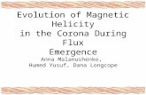 Evolution of Magnetic Helicity in the Corona During Flux Emergence Anna Malanushenko, Humed Yusuf, Dana Longcope.