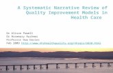 A Systematic Narrative Review of Quality Improvement Models in Health Care Dr Alison Powell Dr Rosemary Rushmer Professor Huw Davies Feb 2009 //.