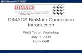 DIMACS BioMath Connection Introduction Field Tester Workshop July 9, 2009 Holly Gaff 1.