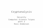 Cryptanalysis Security Computer Science Tripos part 2 Ross Anderson.