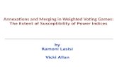 Annexations and Merging in Weighted Voting Games: The Extent of Susceptibility of Power Indices by Ramoni Lasisi Vicki Allan.