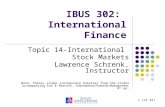1 (of 32) IBUS 302: International Finance Topic 14-International Stock Markets Lawrence Schrenk, Instructor Note: Theses slides incorporate material from.