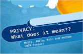 PRIVACY: What does it mean?? Molly, Julia, Erin and Andrew C@CM Project.