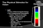 The Physical Stimulus for Vision  Light A form of Electromagnetic Energy Two Complementary Descriptions ○ Particle - Photon is unit of light. ○ Wave -