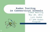 CSBGA Meeting May 20, 2015 Lynn Hudak CT DPH Radon Program Radon Testing in Connecticut Schools 1.