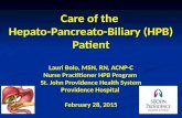 Care of the Hepato-Pancreato-Biliary (HPB) Patient Lauri Bolo, MSN, RN, ACNP-C Nurse Practitioner HPB Program St. John Providence Health System Providence.
